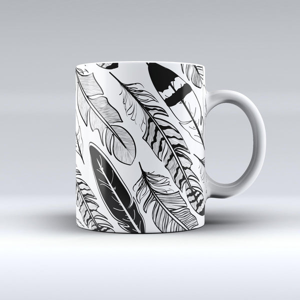 The-Vector-Black-and-White-Feathers-ink-fuzed-Ceramic-Coffee-Mug