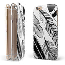 Vector Black and White Feathers iPhone 6/6s or 6/6s Plus 2-Piece Hybrid INK-Fuzed Case