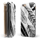 Vector Black and White Feathers iPhone 6/6s or 6/6s Plus 2-Piece Hybrid INK-Fuzed Case