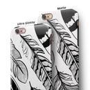 Vector Black and White Feathers iPhone 6/6s or 6/6s Plus 2-Piece Hybrid INK-Fuzed Case