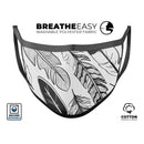 Vector Black and White Feathers - Made in USA Mouth Cover Unisex Anti-Dust Cotton Blend Reusable & Washable Face Mask with Adjustable Sizing for Adult or Child