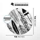 Vector Black and White Feathers// WaterProof Rubber Foam Backed Anti-Slip Mouse Pad for Home Work Office or Gaming Computer Desk