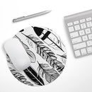 Vector Black and White Feathers// WaterProof Rubber Foam Backed Anti-Slip Mouse Pad for Home Work Office or Gaming Computer Desk