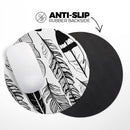 Vector Black and White Feathers// WaterProof Rubber Foam Backed Anti-Slip Mouse Pad for Home Work Office or Gaming Computer Desk