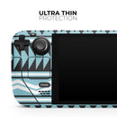 Vector Blue & Black Aztec Pattern V2 // Full Body Skin Decal Wrap Kit for the Steam Deck handheld gaming computer