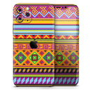 Vector Gold & Purple Aztec Pattern V32 - Protective Skin Wrap & Decal – Compatible with iPhone SE to iPhone 17 Pro Max (All Models)