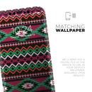 Vector Green & Pink Aztec Pattern - Protective Skin Wrap & Decal – Compatible with iPhone SE to iPhone 17 Pro Max (All Models)