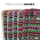 Vector Green & Pink Aztec Pattern - Protective Skin Wrap & Decal – Compatible with iPhone SE to iPhone 17 Pro Max (All Models)