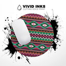 Vector Green & Pink Aztec Pattern// WaterProof Rubber Foam Backed Anti-Slip Mouse Pad for Home Work Office or Gaming Computer Desk