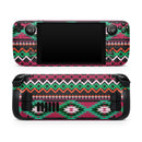 Vector Green & Pink Aztec Pattern // Full Body Skin Decal Wrap Kit for the Steam Deck handheld gaming computer