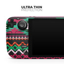 Vector Green & Pink Aztec Pattern // Full Body Skin Decal Wrap Kit for the Steam Deck handheld gaming computer