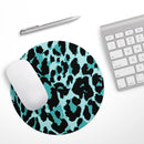 Vector Hot Turquoise Cheetah Print// WaterProof Rubber Foam Backed Anti-Slip Mouse Pad for Home Work Office or Gaming Computer Desk