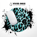 Vector Hot Turquoise Cheetah Print// WaterProof Rubber Foam Backed Anti-Slip Mouse Pad for Home Work Office or Gaming Computer Desk