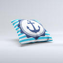 Vector Navy Anchor with Blue Stripes ink-Fuzed Decorative Throw Pillow