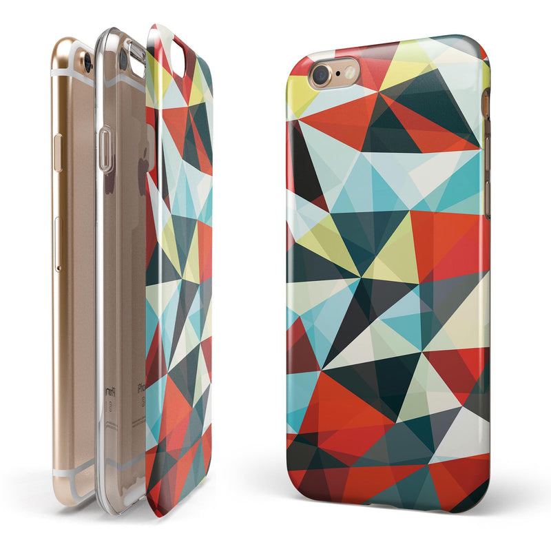Vector Red and Blue 3D Triangular Surface iPhone 6/6s or 6/6s Plus 2-Piece Hybrid INK-Fuzed Case