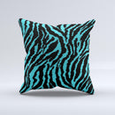 Vector Teal Zebra Print Ink-Fuzed Decorative Throw Pillow