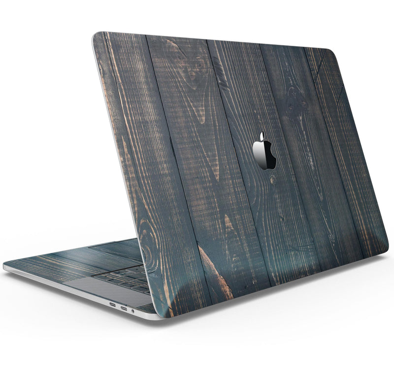 Vertical Blackwashed Woodgrain - Skin Decal Wrap Kit Compatible with the Apple MacBook Pro, Pro with Touch Bar or Air (11", 12", 13", 15" & 16" - All Versions Available)