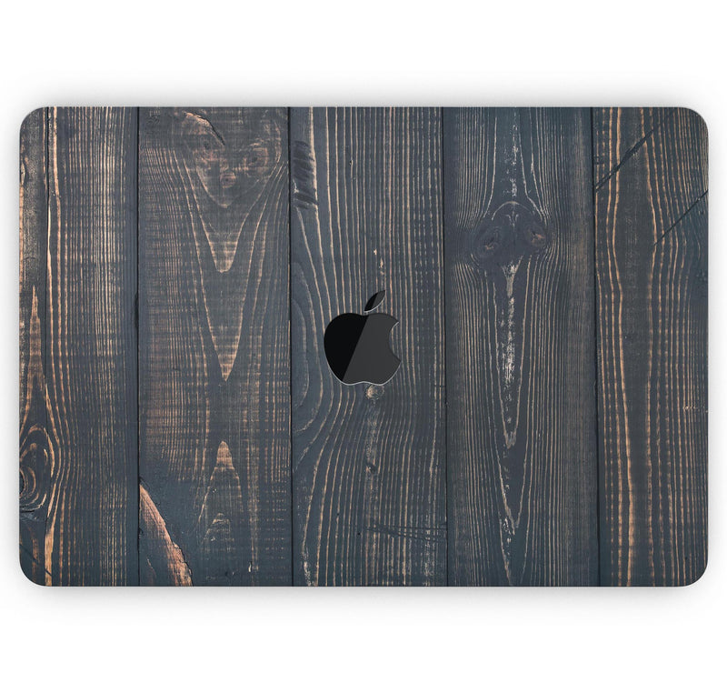 Vertical Blackwashed Woodgrain - Skin Decal Wrap Kit Compatible with the Apple MacBook Pro, Pro with Touch Bar or Air (11", 12", 13", 15" & 16" - All Versions Available)