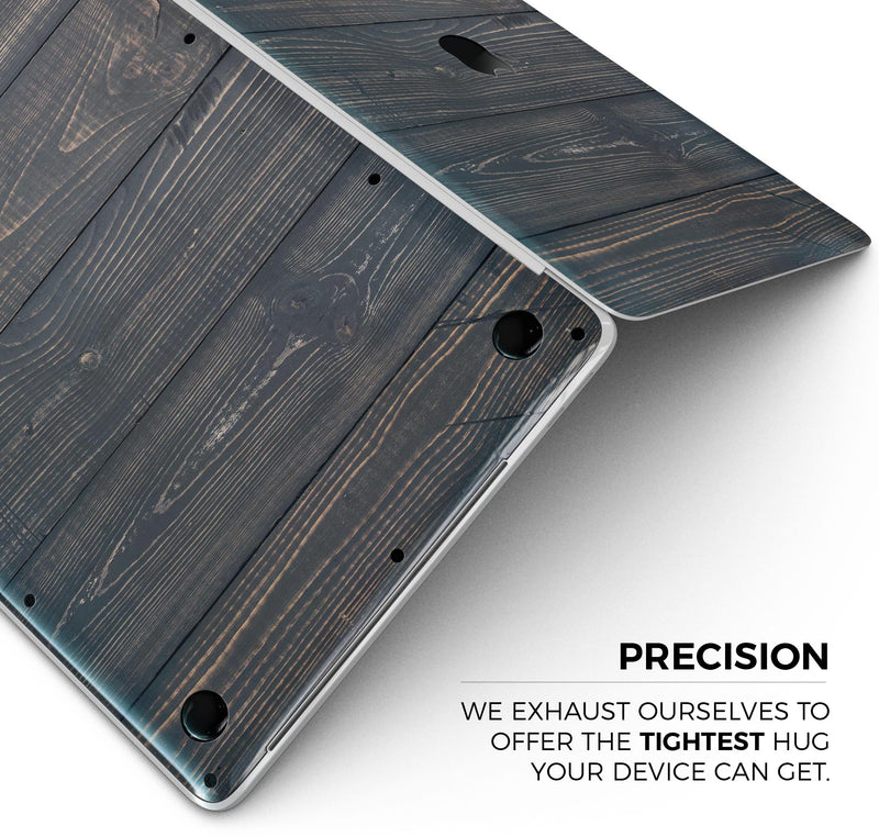 Vertical Blackwashed Woodgrain - Skin Decal Wrap Kit Compatible with the Apple MacBook Pro, Pro with Touch Bar or Air (11", 12", 13", 15" & 16" - All Versions Available)