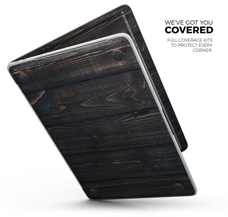 Vertical Blackwashed Woodgrain - Skin Decal Wrap Kit Compatible with the Apple MacBook Pro, Pro with Touch Bar or Air (11", 12", 13", 15" & 16" - All Versions Available)