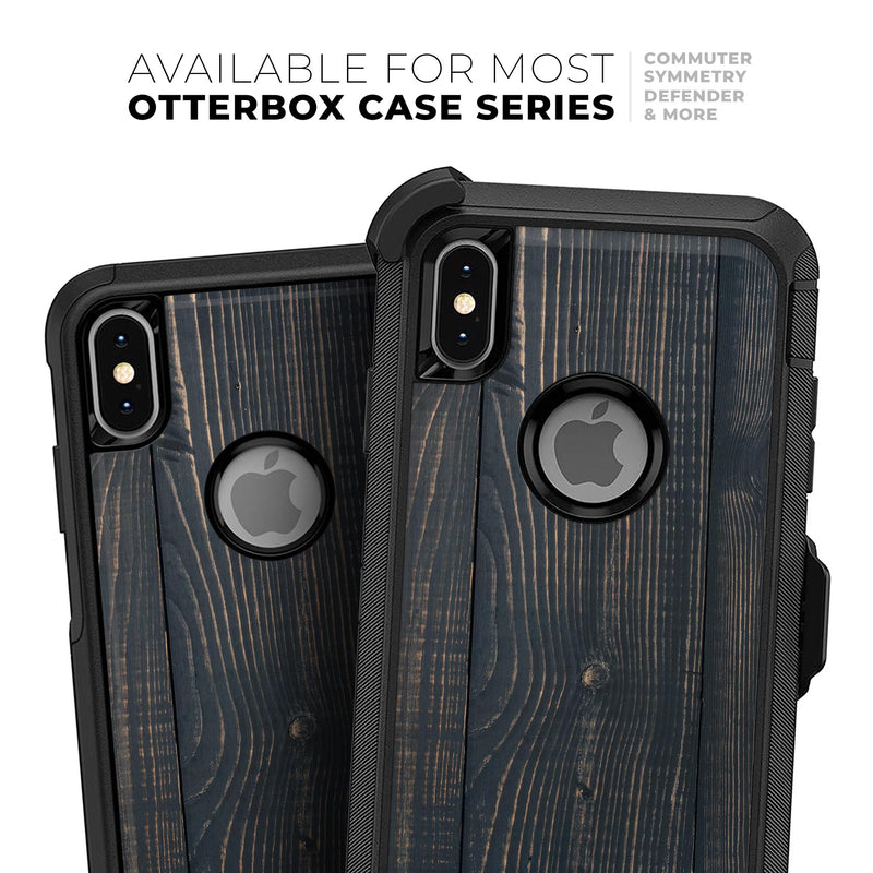 Vertical Blackwashed Woodgrain - Skin Kit for the iPhone OtterBox Cases