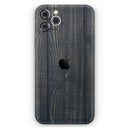 Vertical Blackwashed Woodgrain - Protective Skin Wrap & Decal – Compatible with iPhone SE to iPhone 17 Pro Max (All Models)