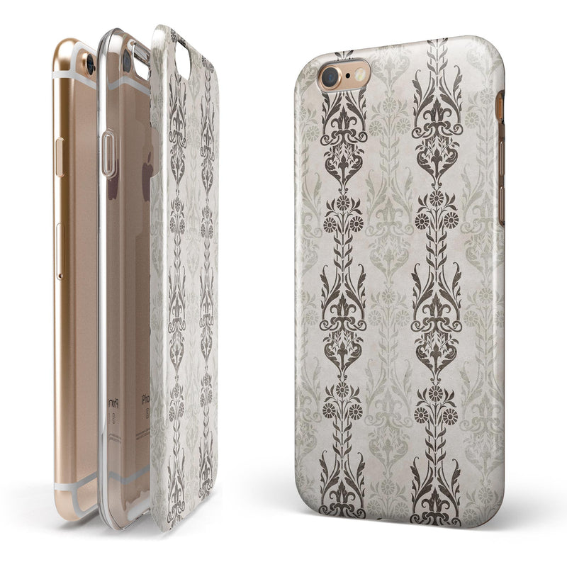 Vertical Neutral Royal Pattern iPhone 6/6s or 6/6s Plus 2-Piece Hybrid INK-Fuzed Case