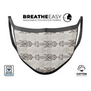 Vertical Neutral Royal Pattern - Made in USA Mouth Cover Unisex Anti-Dust Cotton Blend Reusable & Washable Face Mask with Adjustable Sizing for Adult or Child