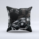 Vibrant Black & Silver Butterfly Outline ink-Fuzed Decorative Throw Pillow