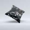 Vibrant Black & Silver Butterfly Outline ink-Fuzed Decorative Throw Pillow