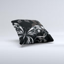 Vibrant Black & Silver Butterfly Outline ink-Fuzed Decorative Throw Pillow