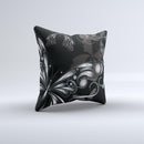 Vibrant Black & Silver Butterfly Outline ink-Fuzed Decorative Throw Pillow