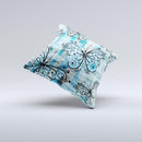 Vibrant Blue Butterfly Plaid ink-Fuzed Decorative Throw Pillow