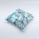 Vibrant Blue Butterfly Plaid ink-Fuzed Decorative Throw Pillow