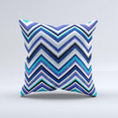 Vibrant Blue Sharp Chevron Ink-Fuzed Decorative Throw Pillow