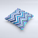 Vibrant Blue Sharp Chevron Ink-Fuzed Decorative Throw Pillow