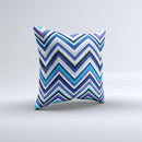 Vibrant Blue Sharp Chevron Ink-Fuzed Decorative Throw Pillow