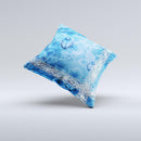 Vibrant Blue & White Floral Lace ink-Fuzed Decorative Throw Pillow