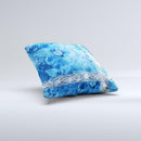 Vibrant Blue & White Floral Lace ink-Fuzed Decorative Throw Pillow
