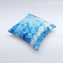 Vibrant Blue & White Floral Lace ink-Fuzed Decorative Throw Pillow