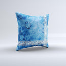 Vibrant Blue & White Floral Lace ink-Fuzed Decorative Throw Pillow