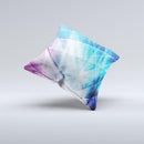 Vibrant Blue and Pink HD Shards ink-Fuzed Decorative Throw Pillow