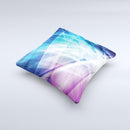 Vibrant Blue and Pink HD Shards ink-Fuzed Decorative Throw Pillow