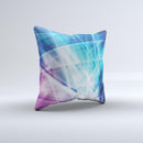 Vibrant Blue and Pink HD Shards ink-Fuzed Decorative Throw Pillow