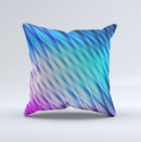 Vibrant Blue and Pink Neon Interlock Pattern ink-Fuzed Decorative Throw Pillow