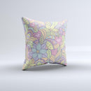 Vibrant Color Floral Pattern Ink-Fuzed Decorative Throw Pillow