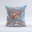 Vibrant Color Oil Swirls ink-Fuzed Decorative Throw Pillow