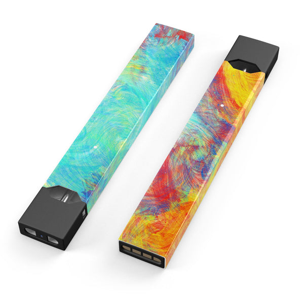 Vibrant Colored Messy Painted Canvas - Premium Decal Protective Skin-Wrap Sticker compatible with the Juul Labs vaping device