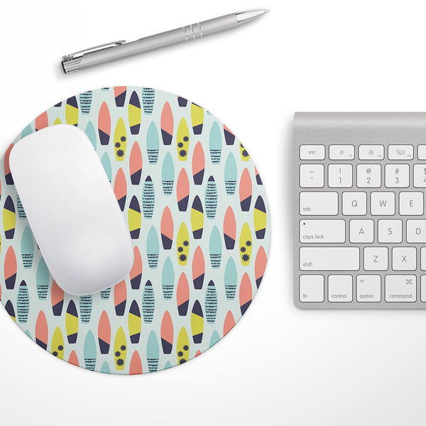 Vibrant Colored Surfboard Pattern// WaterProof Rubber Foam Backed Anti-Slip Mouse Pad for Home Work Office or Gaming Computer Desk