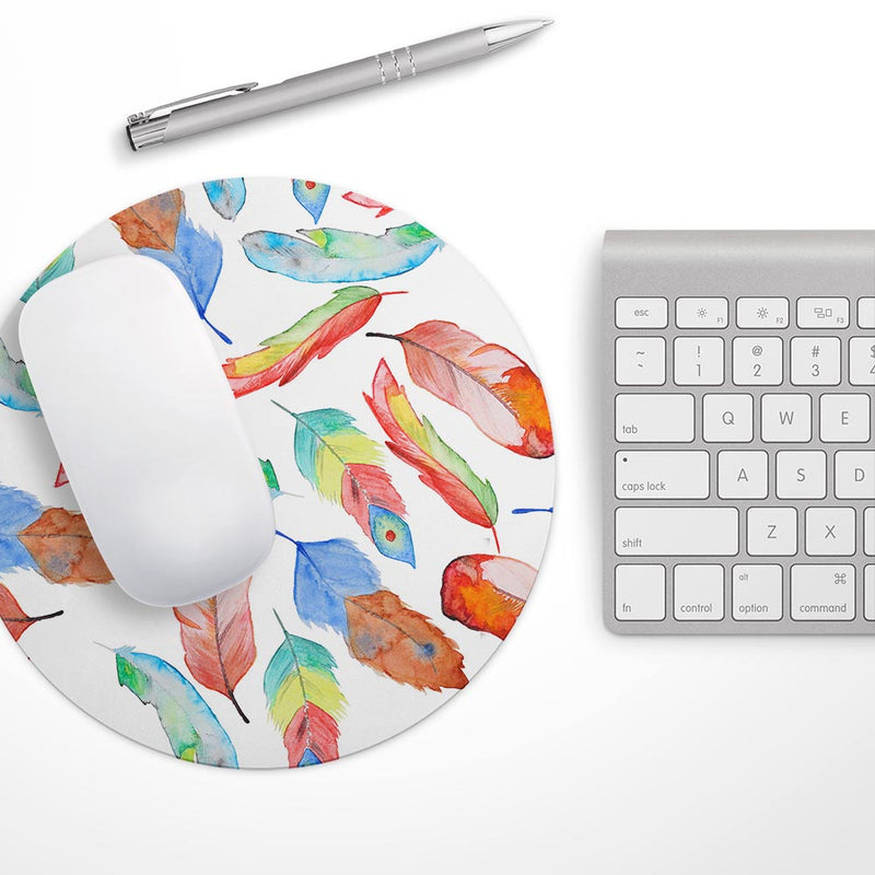 Vibrant Colorful Brushed Feathers// WaterProof Rubber Foam Backed Anti-Slip Mouse Pad for Home Work Office or Gaming Computer Desk